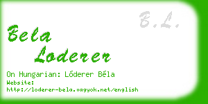 bela loderer business card